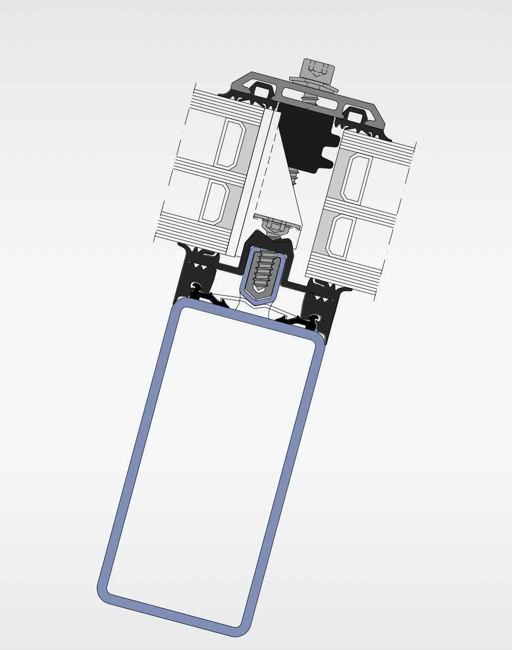 coupe de détail de la verrière THERM +  en acie