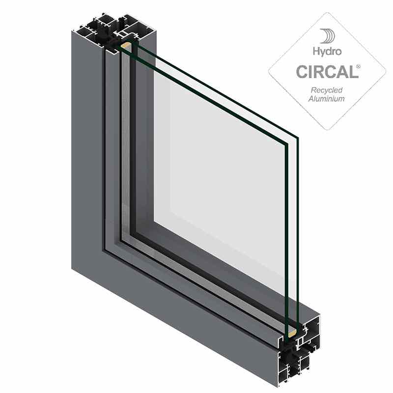 photo de détail en coupe de la fenêtre Steel-Look ST 1000